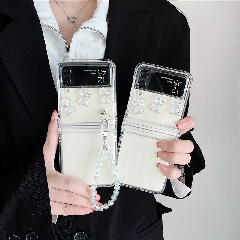 Custodie Per Telefoni A Catena Con Bracciale Simpatico Cartone Animato Per Samsung Galaxy Z Flip 4 Cover 3 In 1 Full Cover Per Samsung Z Flip 3 Zflip 