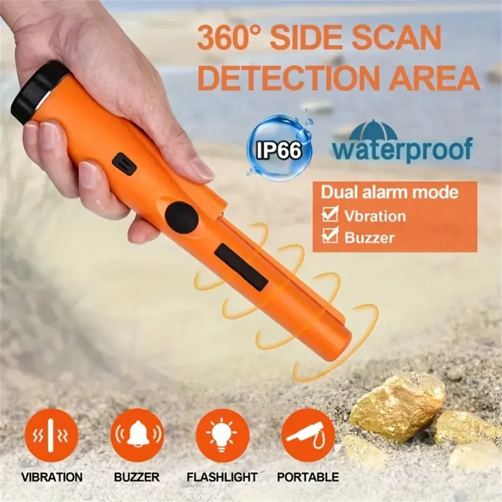 Metal Detector Pinpointer Waterproof Handheld Pin Pointer Wand Golden Treasure Hunting Unearthing Tool Accessories