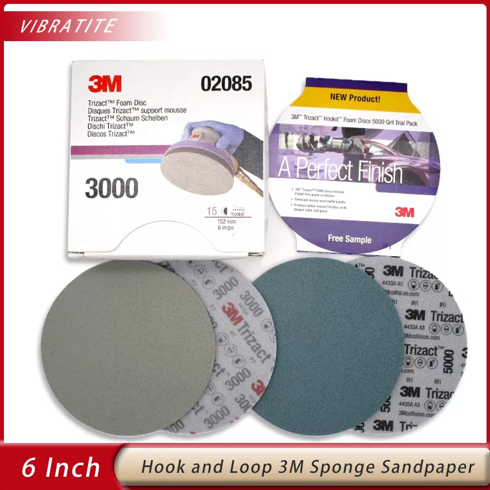 Trizact Hookit Foam Sanding Disc 6" P3000 /5000 Grit Sponge Sandpaper