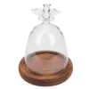 Angel Glass Cover Display Dome Candlestick Holders with Wood Base Mini Eternal Flower Vase Paper Cup Decorative Design 4