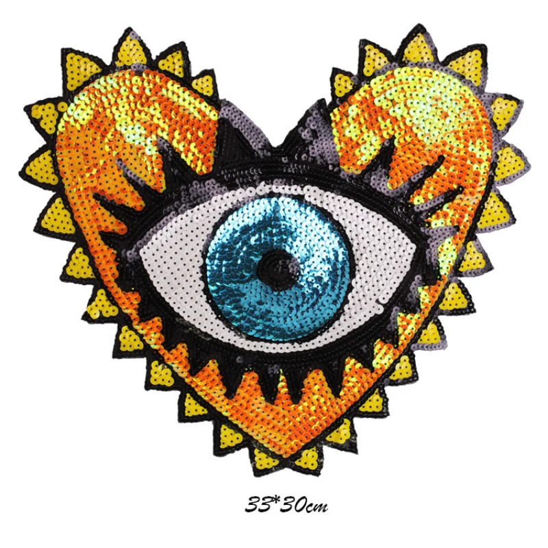 

Hot Sale Oversized Heart Shape Sequins Eyes Multicolor Embroidery Sewing Patches Clothing Accessories Shoes Caps Decoration