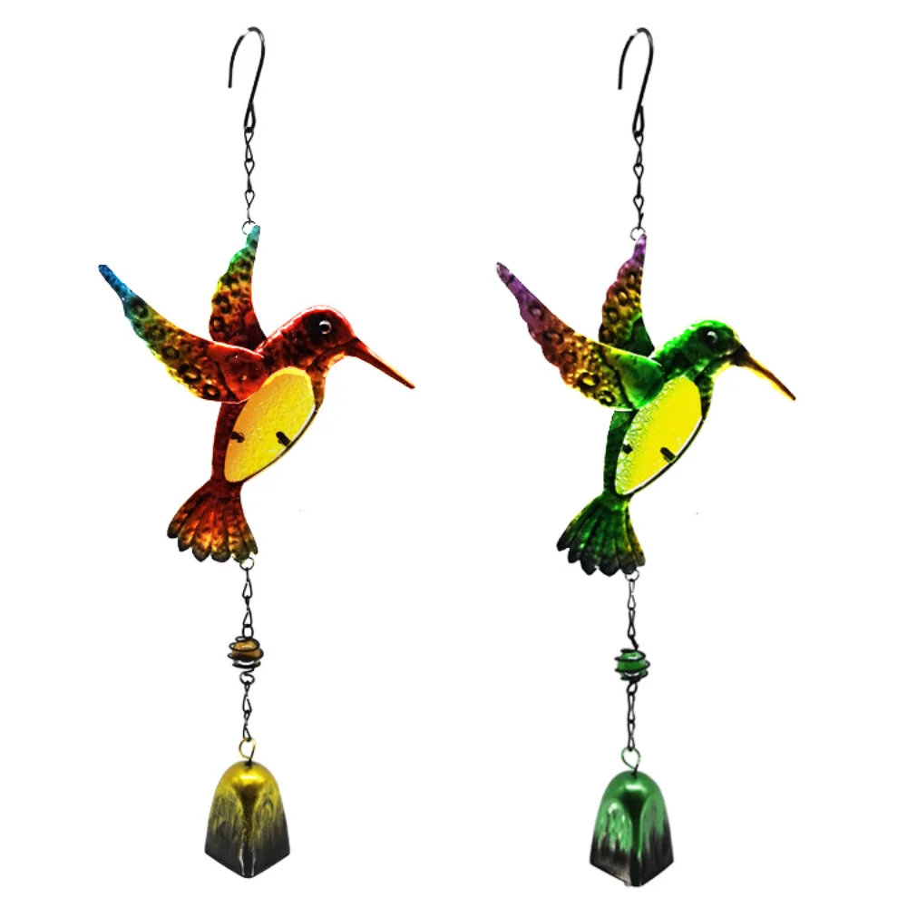 New Metal Hummingbird Wind Chime with Bell Pipe Pendant Hummingbird Outdoor Hanging Ornament for Home Garden Hanging Decoration 2