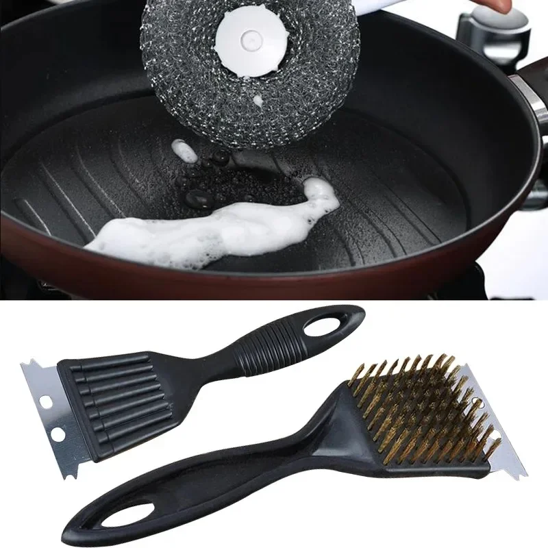 For Barbecue Grill Brush Steel Wire Bristles BBQ Stainless Steel Cleaning Brushes Durable Cooking Tool Outdoor Home BBQ Gas Kit