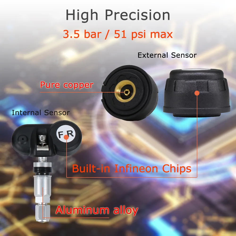 Tire Pressure Monitor Windowshield Mounting Tire Pressure Monitoring System Wireless Solar TPMS With External Sensors For Car RV car tire pressure monitor,car tire pressure sensor,external sensors