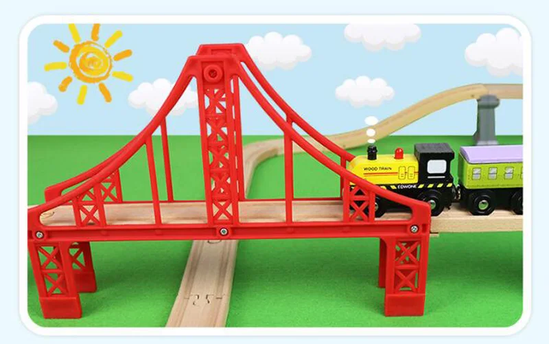 Zugbrücken aus Holz, Zubehör für Zuggleis aus Holz, Hängebrücke, Viaduktbrücke, kompatibel mit Thomas Trains Brio-Set – Detail 1