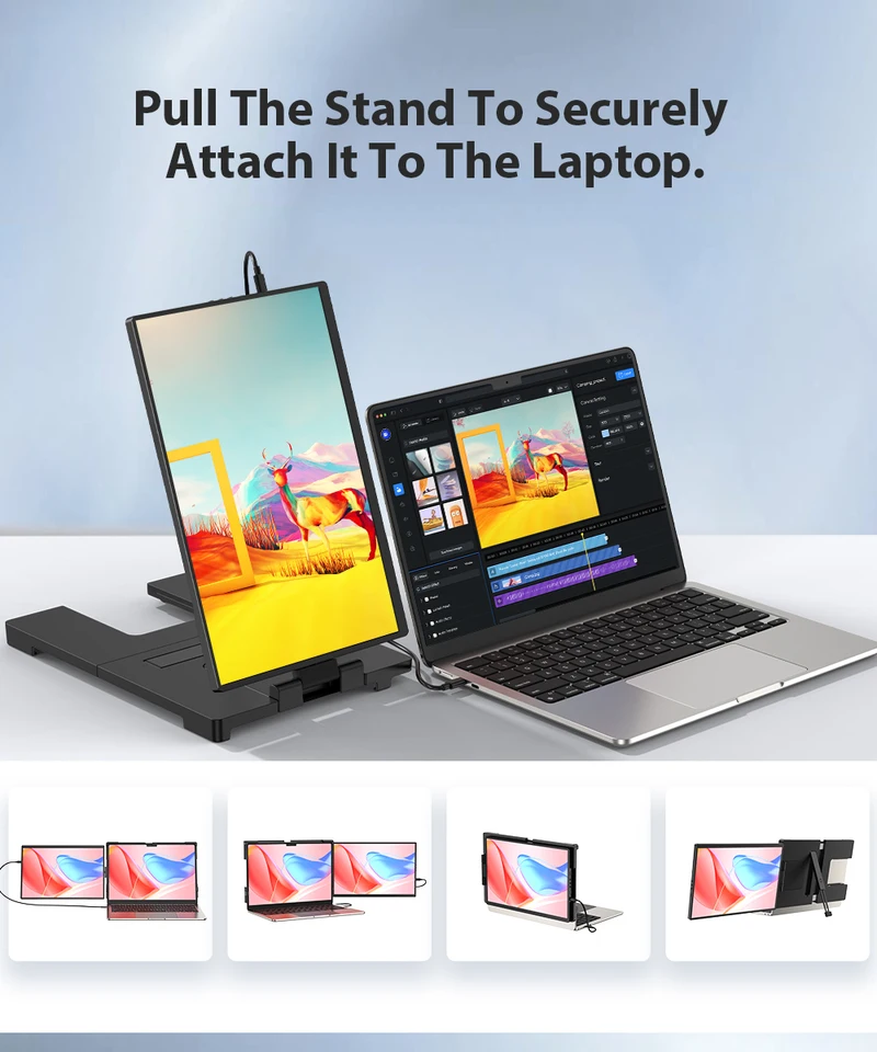 完璧なラップトップスクリーンエクステンダー、ポータブルトリプル