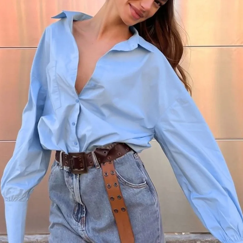 

Elegant Cotton Loose Lady Shirt Autumn New Fashion Casual Solid Tops Vintage Streetwear White Long Sleeve Women's Blouse 28693