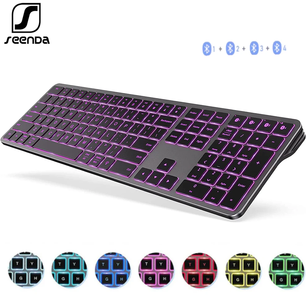 Clavier sans fil Rechargeable multi-appareils, Bluetooth, rétroéclairé,  Compatible pour ordinateur portable, tablette, iPad - AliExpress