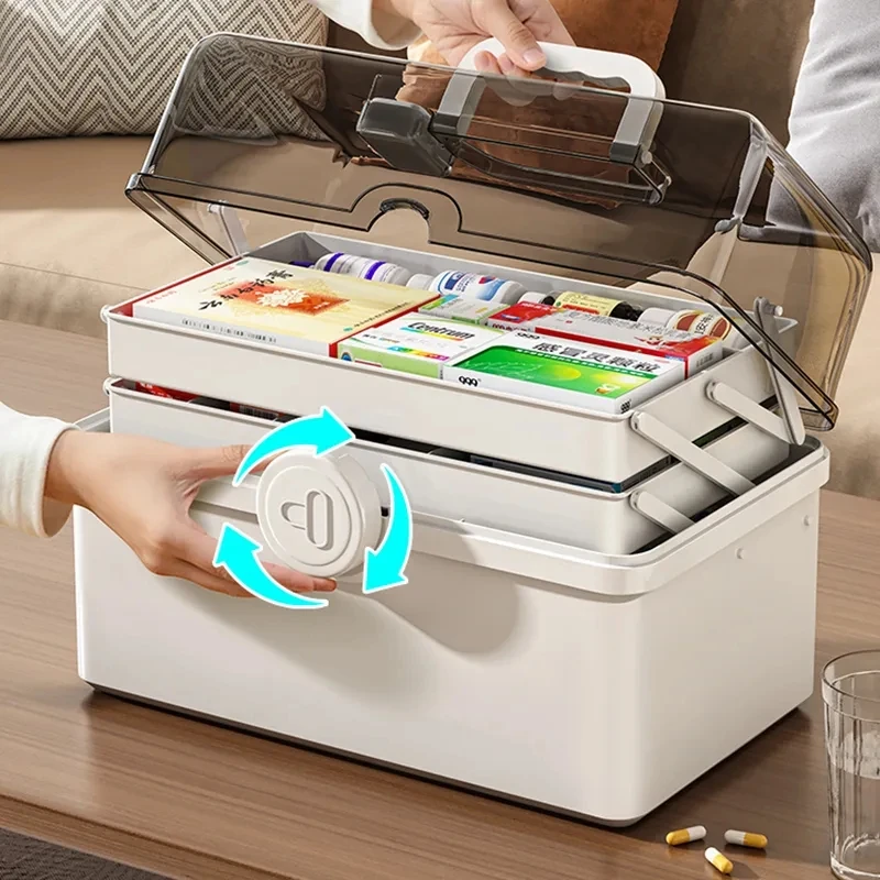 3 Layers Large Capacity Family Medicine Organizer First Aid Kit Portable Pill's Storage Boxes Emergency Pharmacy Super Container
