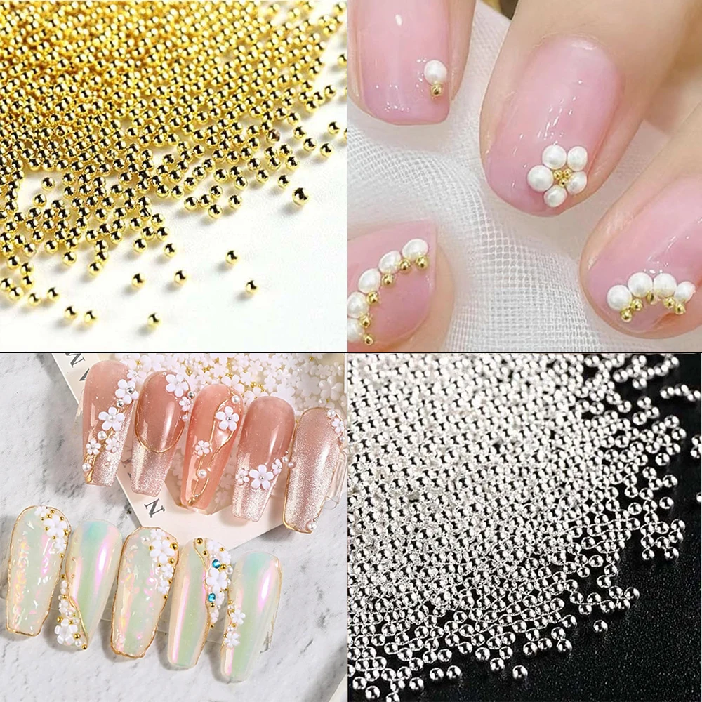 Mini Caviar Beads Nail Art Decorations 12Grids Metal Gold/Silver Micro Ball Nail Charms Magnetic Pen 0.5~3mm Ball Jewelry