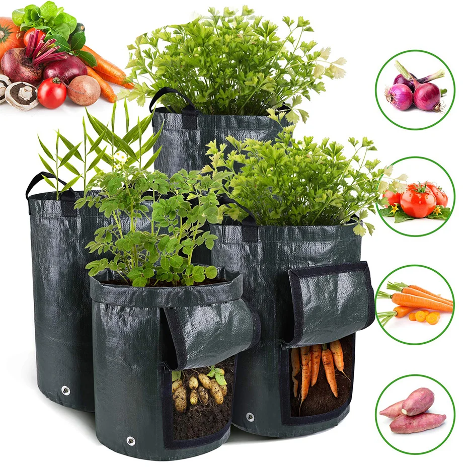 Plant Grow Bag Potato Grow Container Bag DIY Planter PE Cloth Planting Vegetable Thicken Grow Bags Garden Pots Planters Supplies