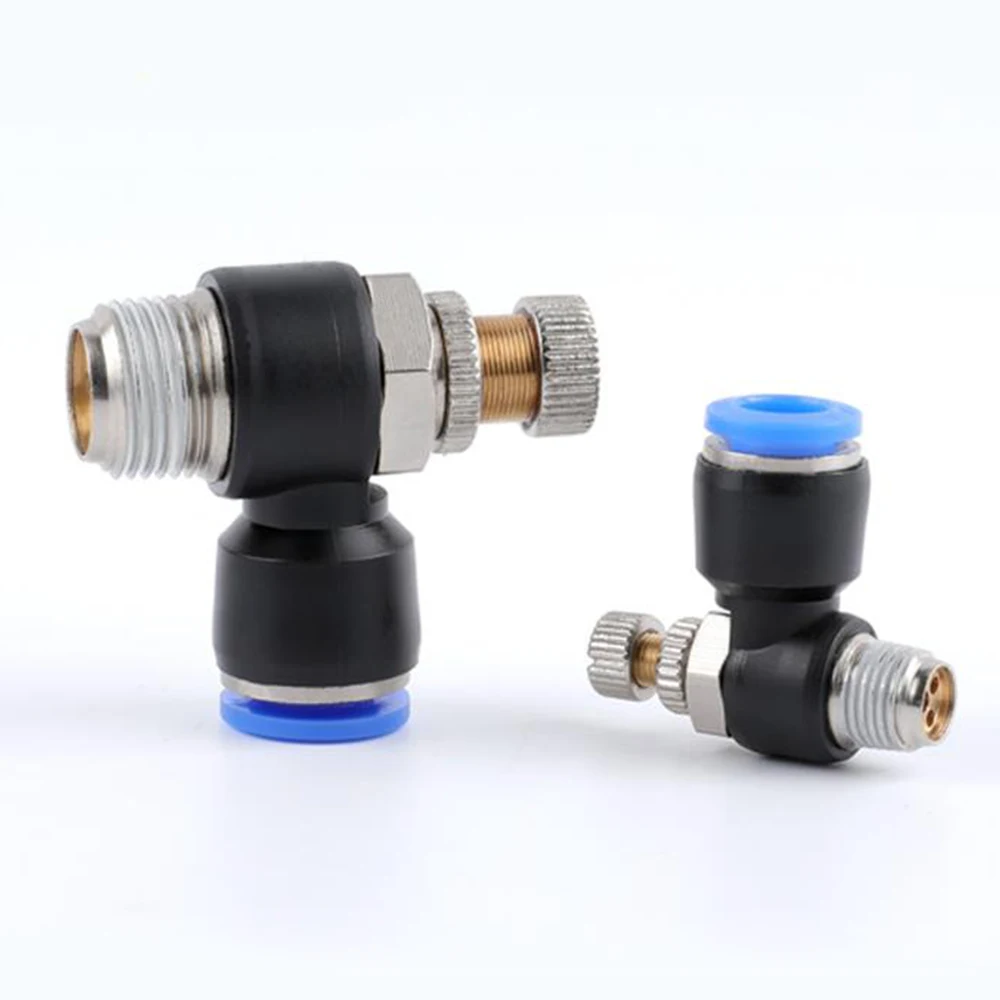 20PCS Pneumatic Fitting Kit - Fast Connect Air Speed Regulating Valves, SL Thread 4-12mm