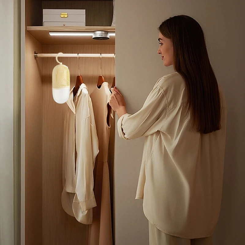Reusable Hanging Clothes Dehumidification Box Dehumidifier Packs Anti-Mold with Water Collector for Wardrobe Closet Cabinet clothes dehumidifier