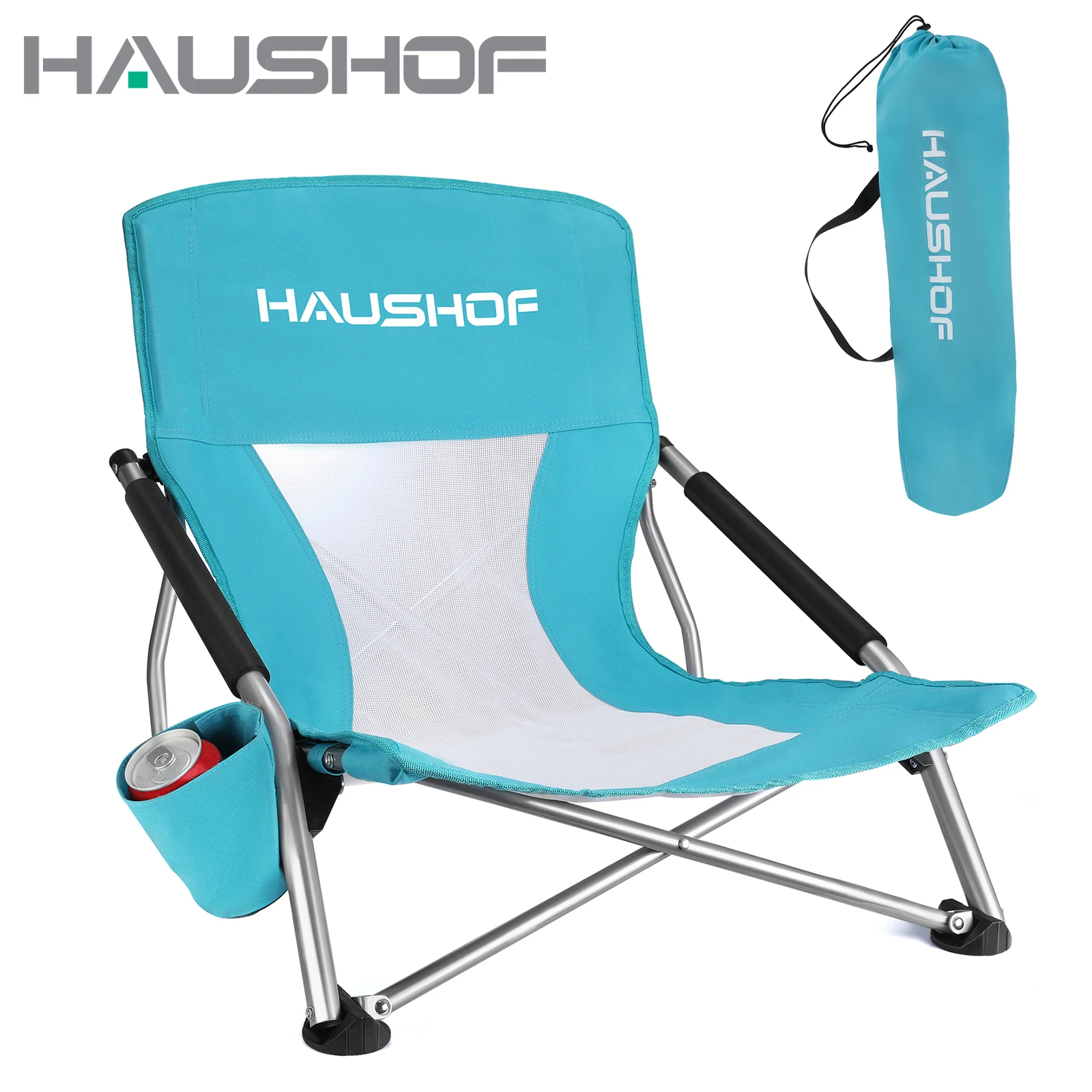 Haushof Portable Outdoor Folding Moon Chair With Backrest And Cup