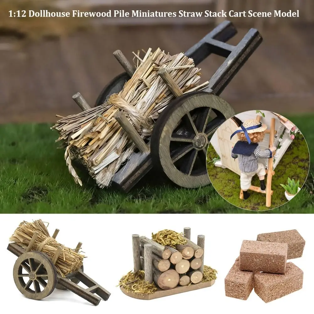 New 1:12 Scale Dollhouse Firewood Pile Multistyles Mini Cart Scene Model Micro Landscape Fairy Garden Decor