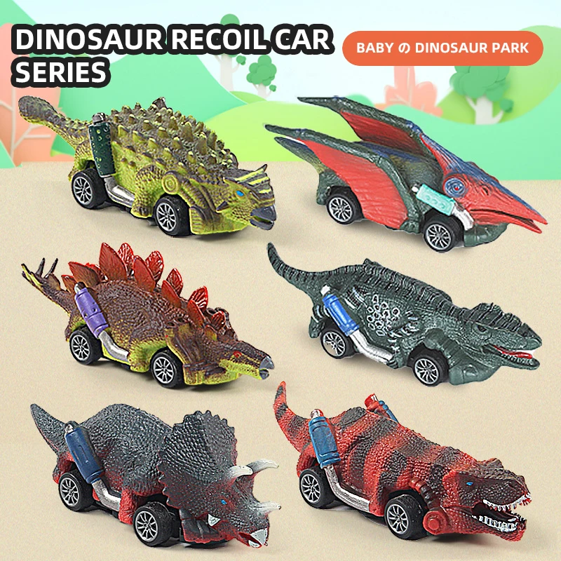 

Dinosaur Pull Back Car Plastic Tyrannosaurus Rex Model Colorful Children's Inertia Toys Birthday Gifts Easy To Play