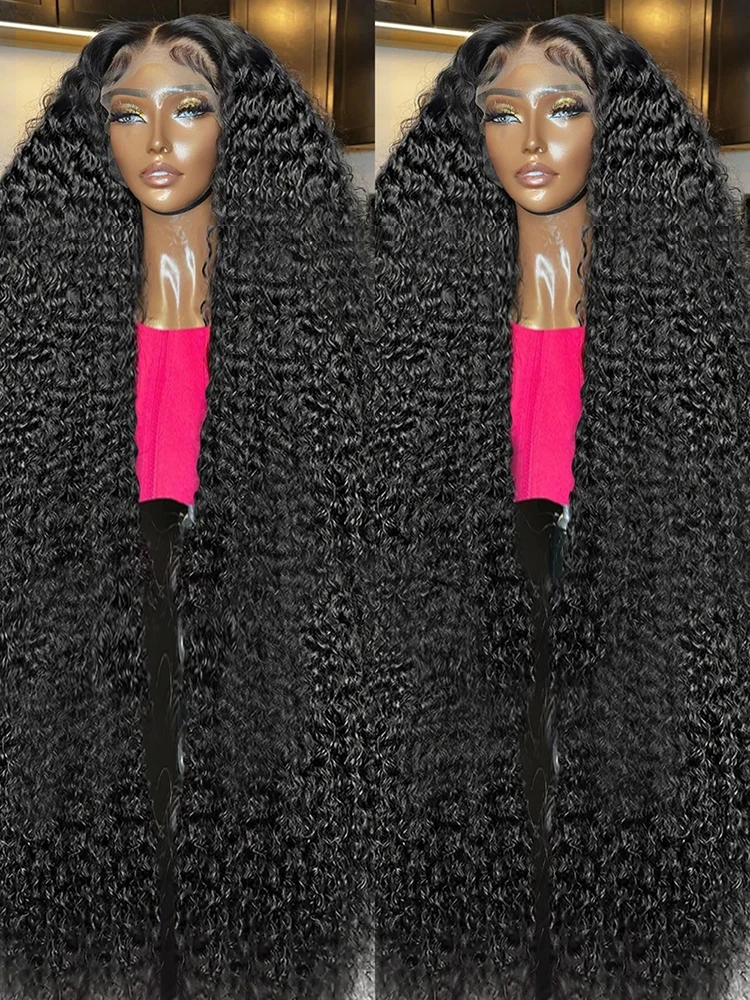 300 High Density 13x4 13x6 HD Curly Lace Front Human Hair Wigs Brazilian 40 50 Inch Deep Wave Frontal Wig Water Wave Human Hair Wigs 7x5 Glueless Wigs Human Hair Ready To Wear And Go Virgin Hair Preplucked 1