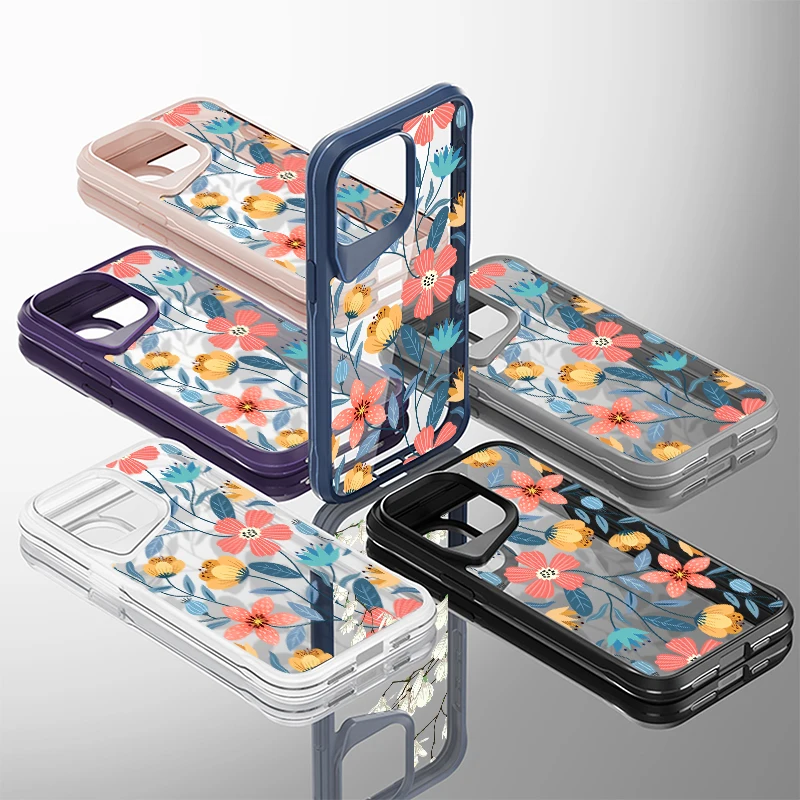 Per Iphone 15 Pro Max Case Luxury Creative Flower Patterned Crystal Clear Back Hard Cover Coque Per Iphone 13 14 Pro Max Fundas