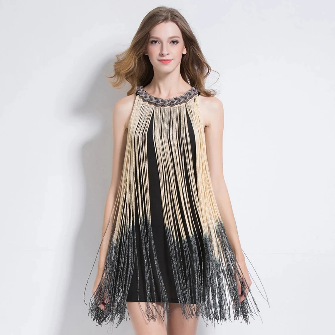 

1920s Gatsby Beaded Fringe Flapper Dress, Dress Downton Abbey Bridesmaid Wedding Guest Homecoming Black Tie Jazzage