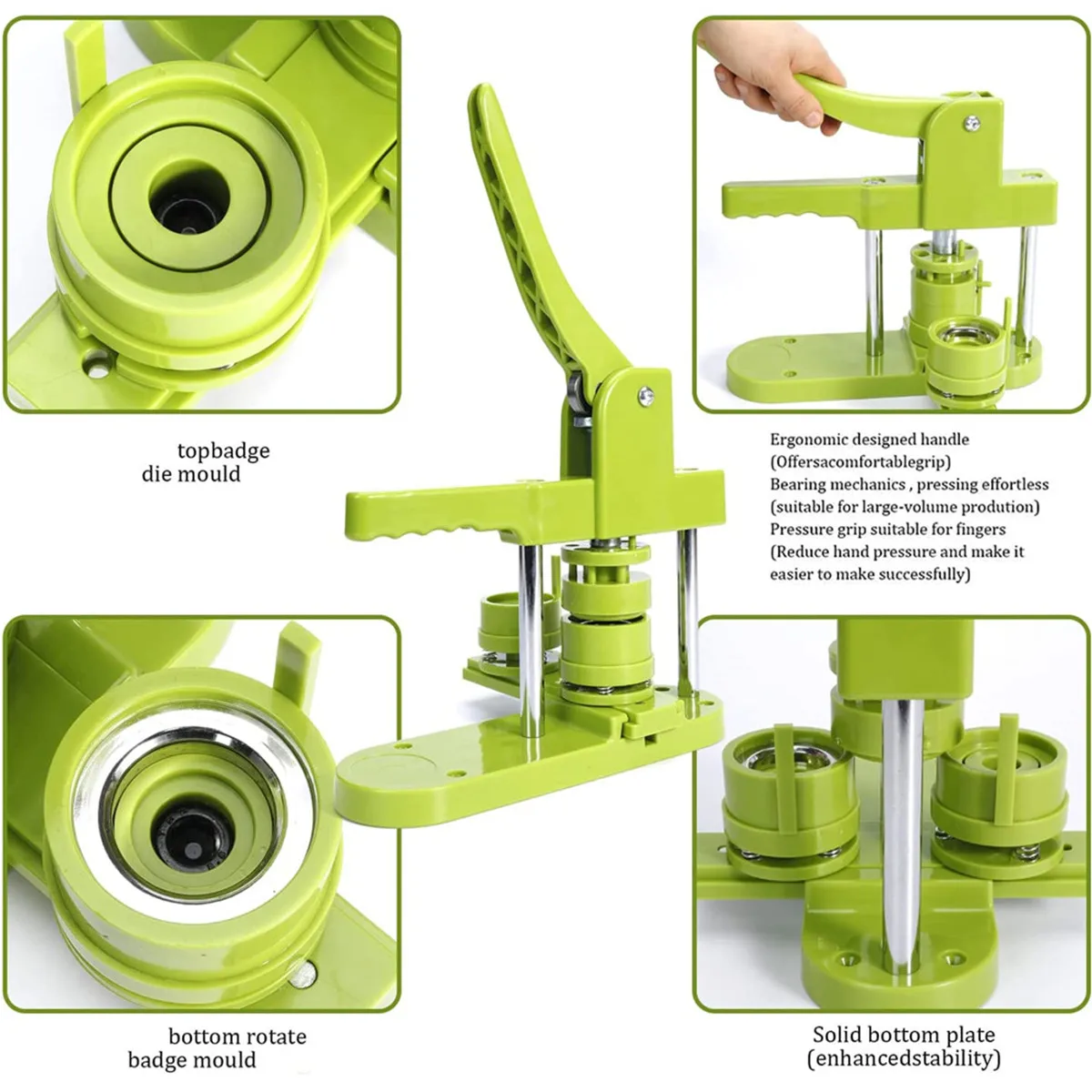 Button Maker Machine Button Maker Machine Multiple Sizes (25MM-58MM) Pin Badges Making Punch Press Machine with Replaceable Mold