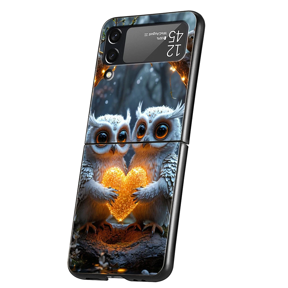 Charming Owl Design Hard PC Phone Case - Black Cover