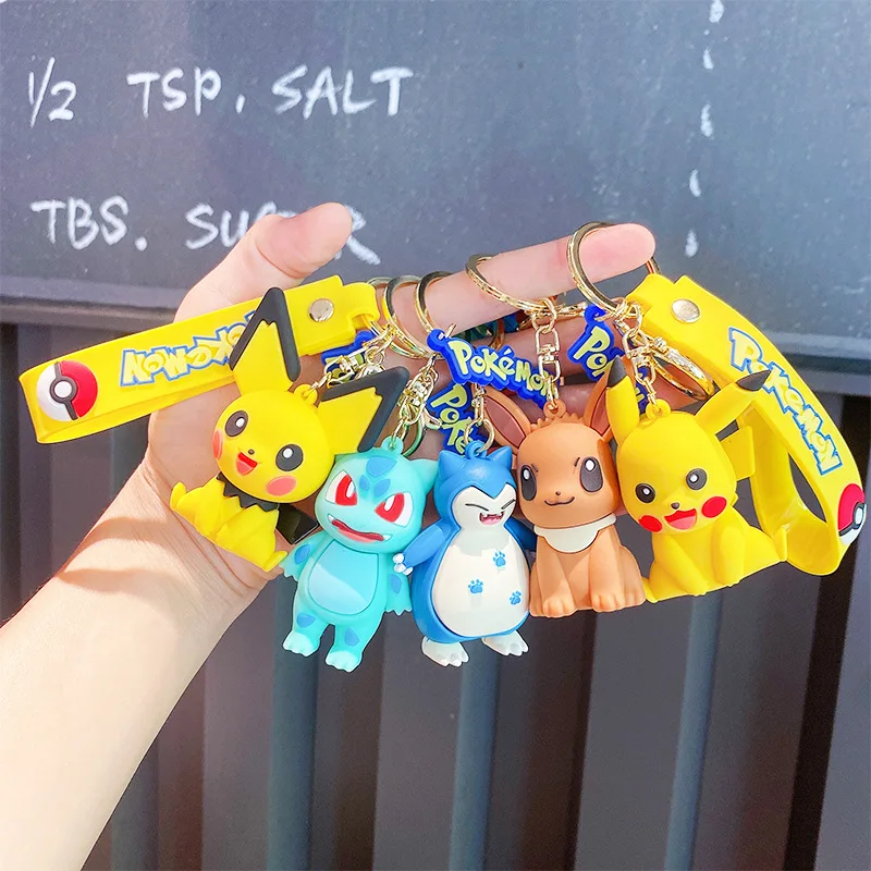 7Cm Anime Pokemon Pikachu Eevee Raichu Snorlax Bulbasaur Portachiavi Borse Ciondolo Giocattoli Regalo Di Compleanno