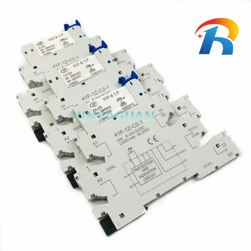LED     , 41F-1Z-C2-1 + HF41F 24-ZS 12-Z 5-ZS 5V 12V 24V ZST 6A 250V 1CO  SSR , 1 