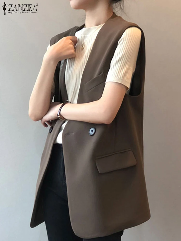 Damen Blazer Weste Ärmellos - Elegante Büro Weste Aus Baumwolle/Polyester Für Business & Casual