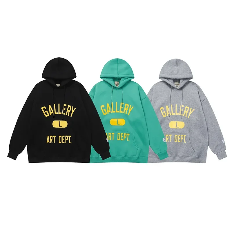 

GALLERY DEPT Autumn/Winter New GD Washed Vintage Men And Women Couple Wear Loose Cardigan Hooded Sweatshirt Zippered Jacket