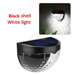Outdoor Solar Lights - 6 LED Semi - Circular Wall and Step Lamp with IP65 Waterproof Design for Garden, Terrace, and Courtyard Decor (White light - Black)