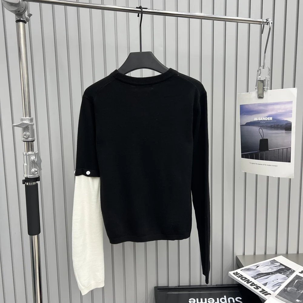 

Women Knitted Pullover, O-Neck Long-Sleeve Patchwork Contrast Color Sweater Lady, Fashion Streetwear, Spring New