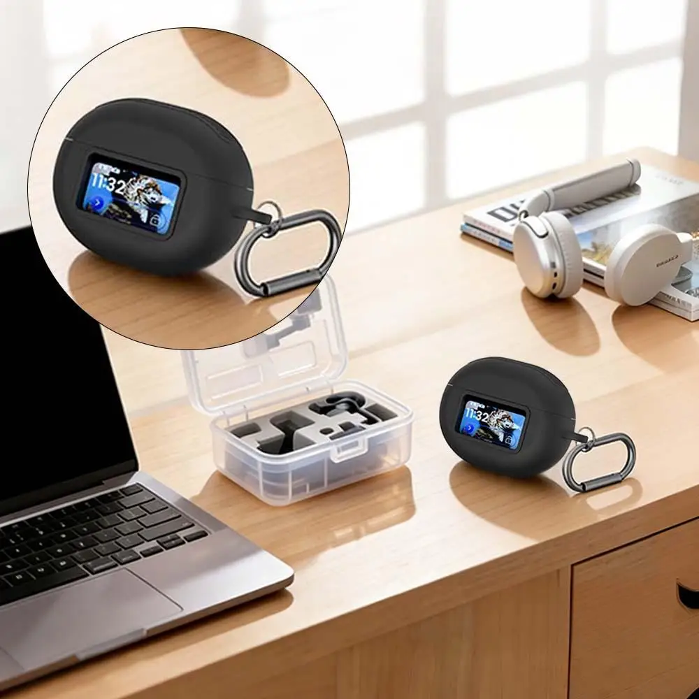Silicone Shockproof Protective Earbud Case with Keychain Attachment, Anti-Scratch Skin Shell