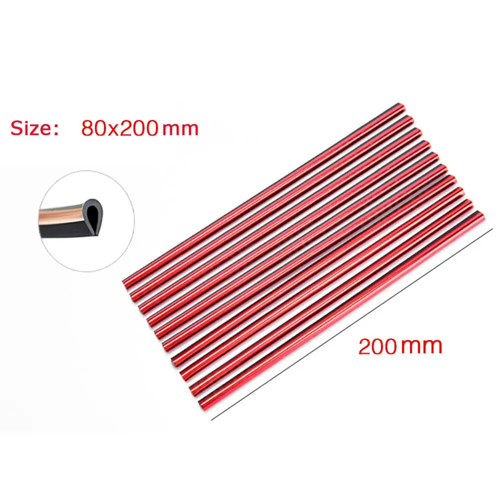 10pcs/set 20cm Universal Car Air Conditioner Vent Outlet Trim Strips U Shape Chrome Colorful Shiny Car Trim Strips Decoration car accessories