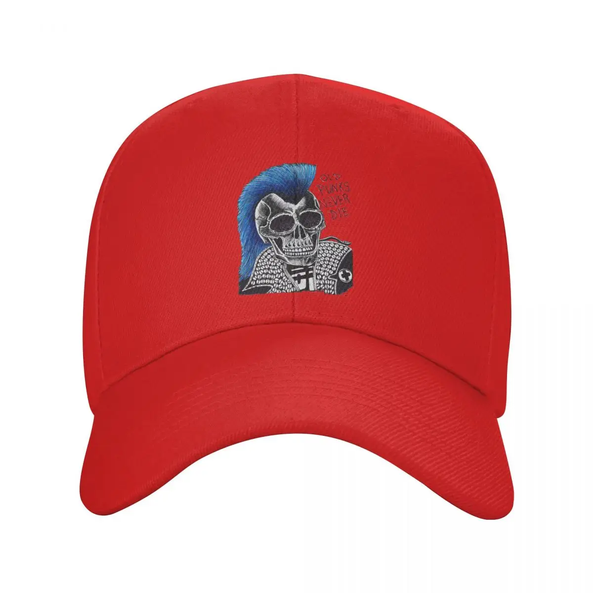 thumbnail image 1 of Gorras de papá de color puro Art By Kev G, gorra de béisbol con visera para mujer, gorra con visera Old Punks Never Die, 1 of 7