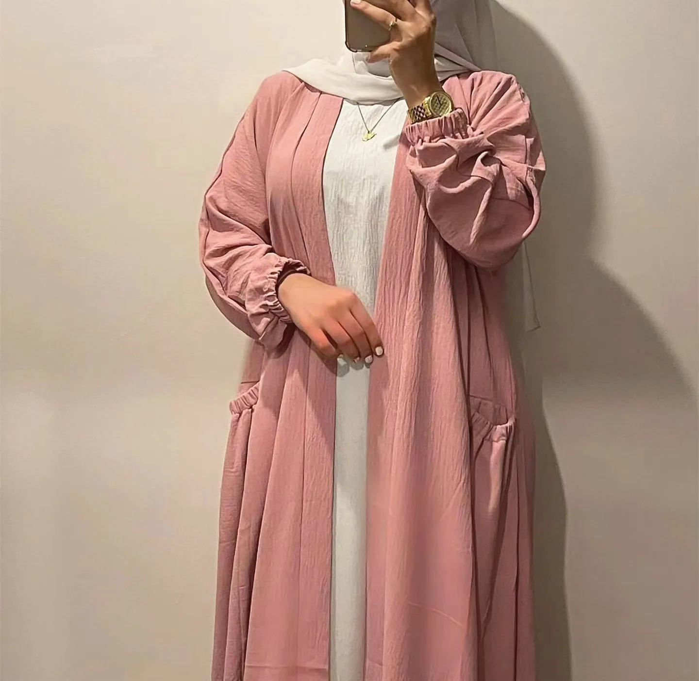 

Muslim Open Abaya Solid Ramadan Dress Kaftan Turkey Eid Abayas for Women Lace-up Long Robe Dubai 2023 Loose Jilbab Islam Clothes