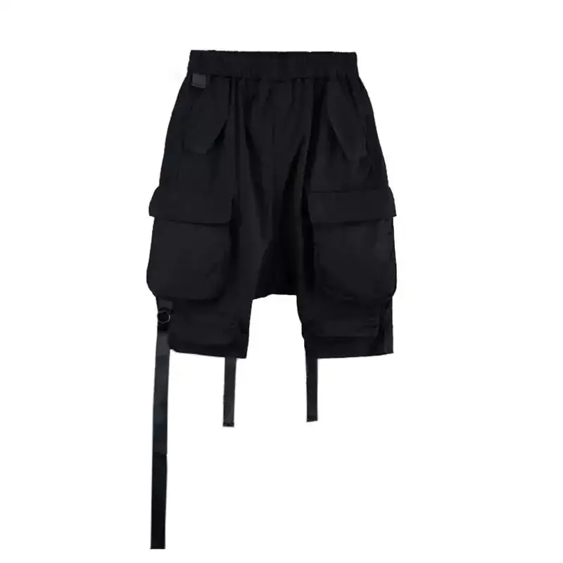 2024 Multi-pockets Detachable Ribbons Hip Hop Techwear Cargo