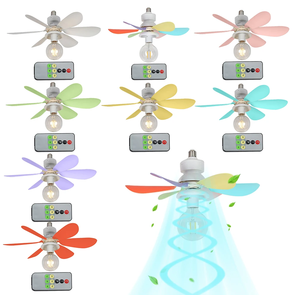 Indoor Ceiling Fan Light Dimmable Ceiling Fan LED Lamp E27 Base 3 Speeds Low Profile Ceiling Fan for Bedroom Living Room Kitchen