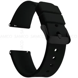 Smooth Silicone Quick Release Watch Bands - Versatile Sizes - 18mm (Black 2)