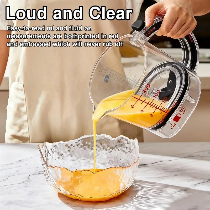 Set Di 4 Misurini In Plastica Trasparente Da 100 Ml – Con Scala Graduata, Manico Ergonomico E Beccuccio A V, Per Cucina E Laboratorio - 3