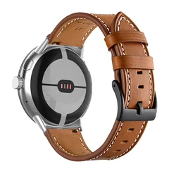 Vintage Leather Strap Wristband Bracelet for Pixel Watch 3 45mm (Brown - S)
