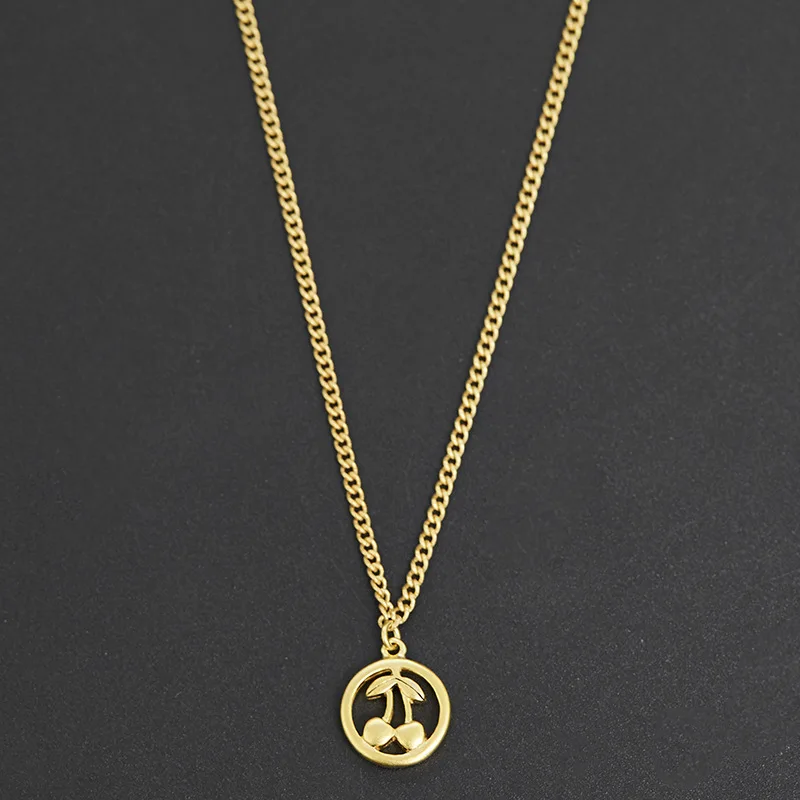 

Wholesale JC Fashion Simple Three-dimensional Hollowed-out Crown Necklace Round Cherry Birthday Gift Women