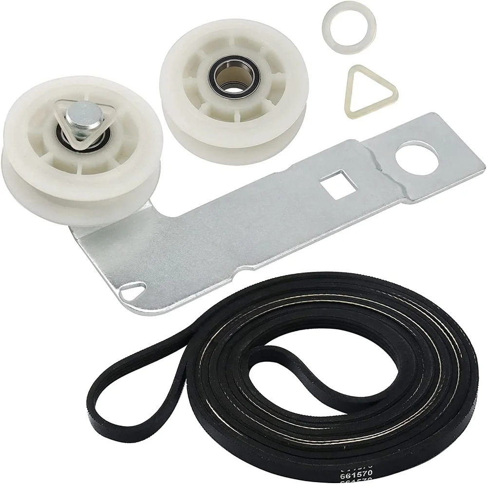 Dryer Drum Belt and Idler Pulley and Pulley Kit Compatible with May-tag,Ken-more Dryers 661570VP 661570V PS11726337 tumble dryer belt