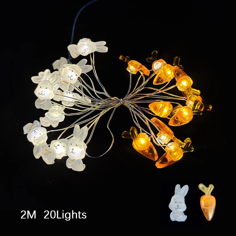 2M 20Leds Ostern Fee Lichterkette Ostereier Kaninchen Karotte Led-leuchten für Home Girlande Diy Licht Frohe Ostern dekoration 2026 – Detail 7
