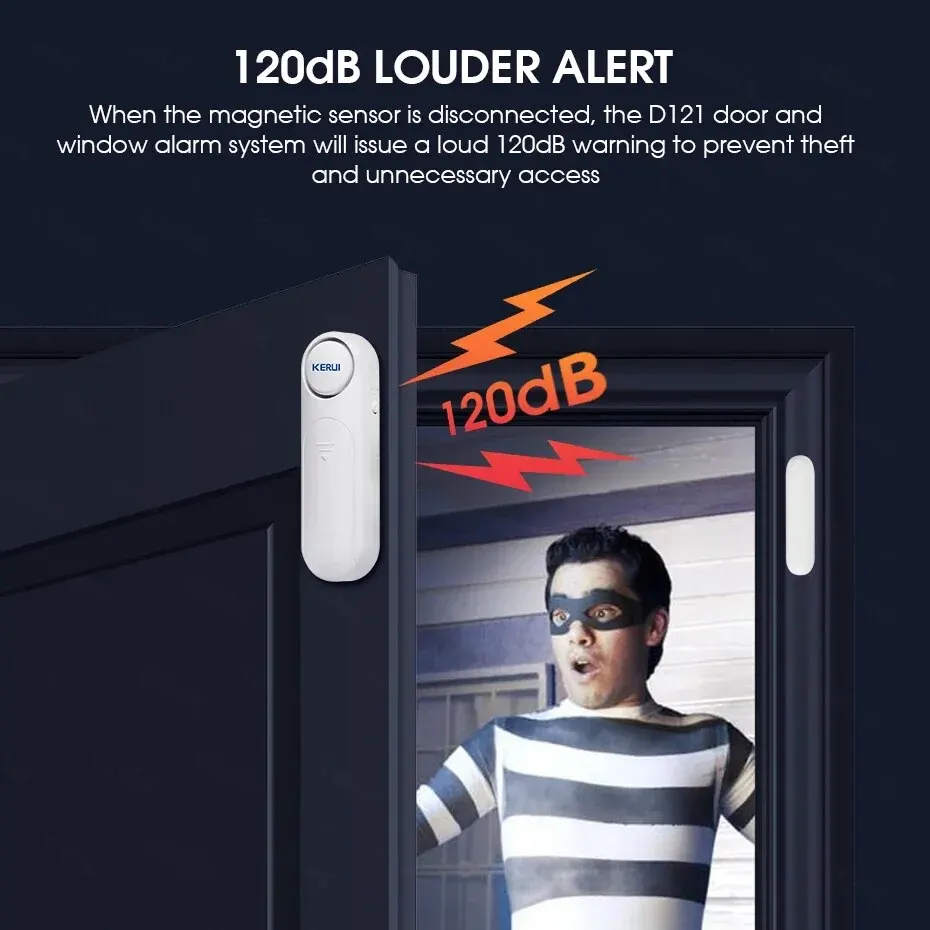 KERUI Wireless Door Windows Sensor Security Alarm System Remote Control 120dB Anti Theft Smart For Kids Cabinet Safety Home 4 KERUI Wireless Door Windows Sensor Security Alarm System Remote Control 120dB Anti Theft Smart For Kids Cabinet Safety Home 4