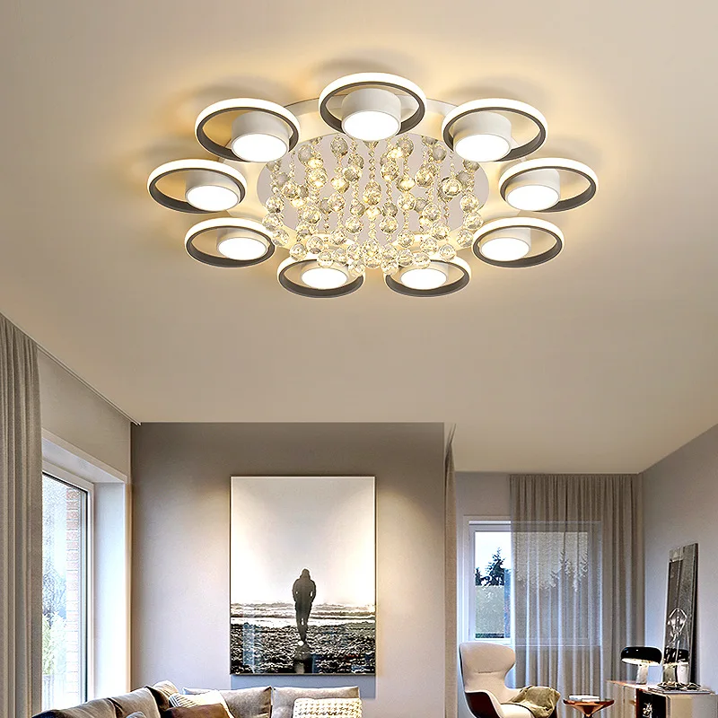 

Современный потолочный светодиодный светильник FANPINFANDO, Подвесная лампа для гостиной, спальни, кухни, Хрустальный светодиодный потолочный светильник