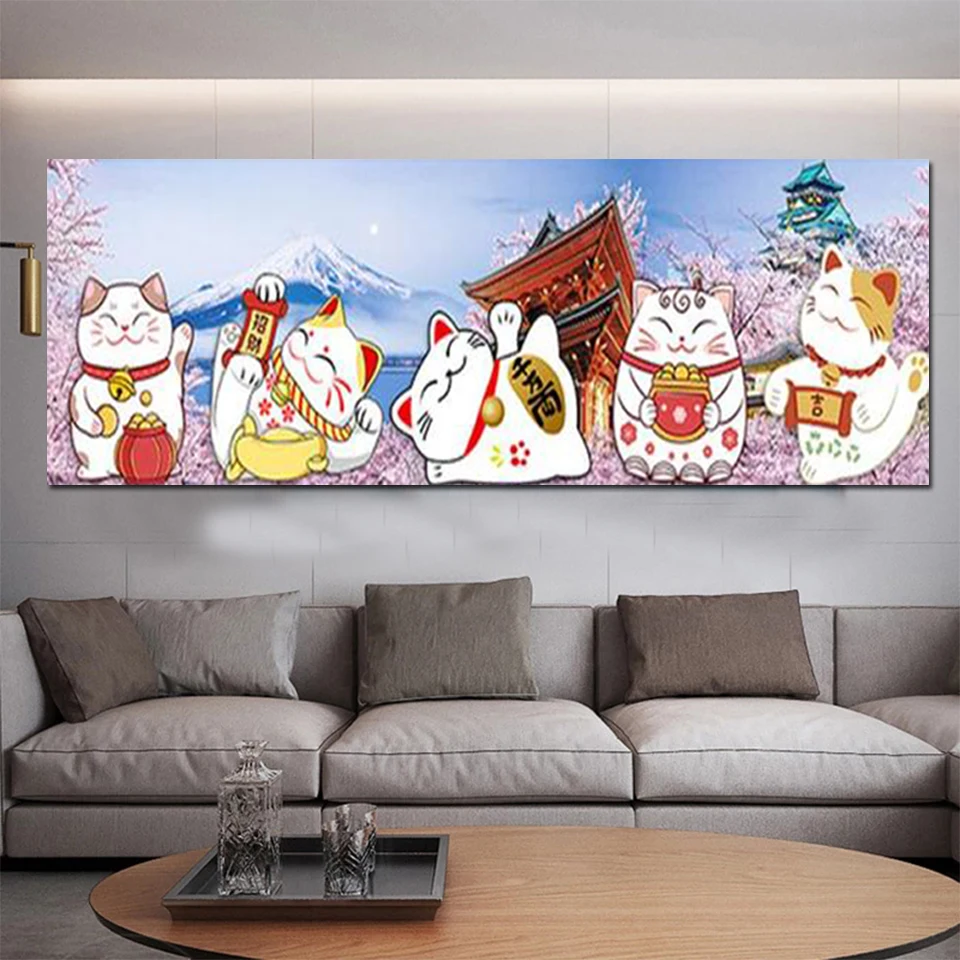 Giapponese Maneki Neko pittura diamante nuova collezione 2023 punto croce diamante mosaico ricamo completo decorazioni per la casa regalo fatto a mano