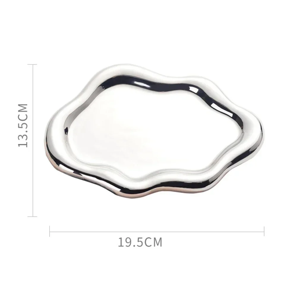 Jewelry Dish Creative White Cloud Shape Ceramic Plate Carving Plaster Decor Watch Keys Tray Holder Household Storage Ornament 6