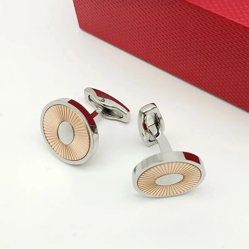 Luxury CT Round 316 Silver Stainless Steel Cuff Links 4 Colors Business Suit Shirts CuffLinks Classic Buttons Box Set