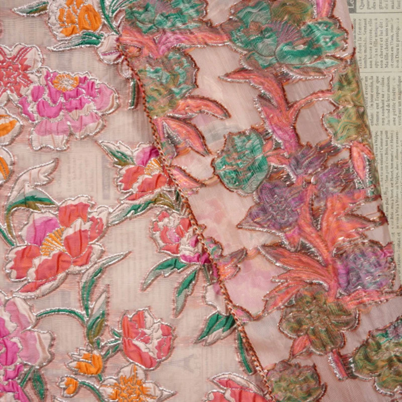100x140cm Rustikaler Blumen-Geprägter Stoff Jacquard Garngefärbter Stoff für Kleider Westen Taschen Jacquard-Stoff Hochzeitskleidung Zubehör – Detail 6