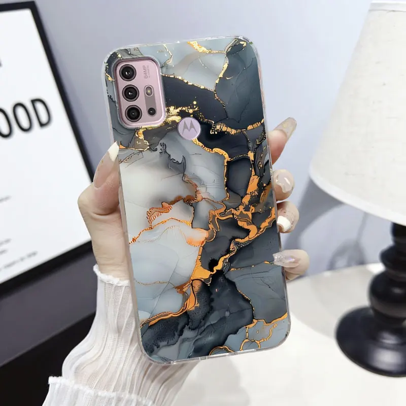 Cartoon Marble Floral Soft Silicone Protective Phone Case Cover